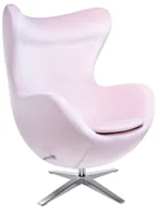 Fotele - Jasnoróżowy fotel obrotowy jajo do salonu Zubro - miniaturka - grafika 1