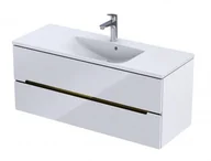 Szafki łazienkowe - Oristo Szafka wisząca podumywalkowa SILVER UNI 120 cm, BIAŁY POŁYSK, LISTWA ZŁOTY OR33-SD2S-120-1-V5 - miniaturka - grafika 1