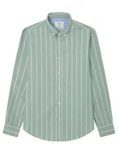 Koszule męskie - SPRINGFIELD Poplin koszula męska w paski popelina, Zielona, XL - miniaturka - grafika 1