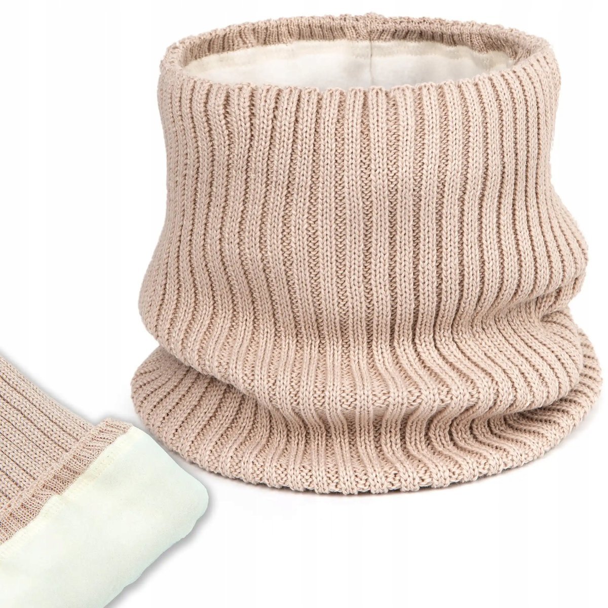 Komin zimowy dziecięcy z polarem ciepły dla dziecka WEŁNA MERINO