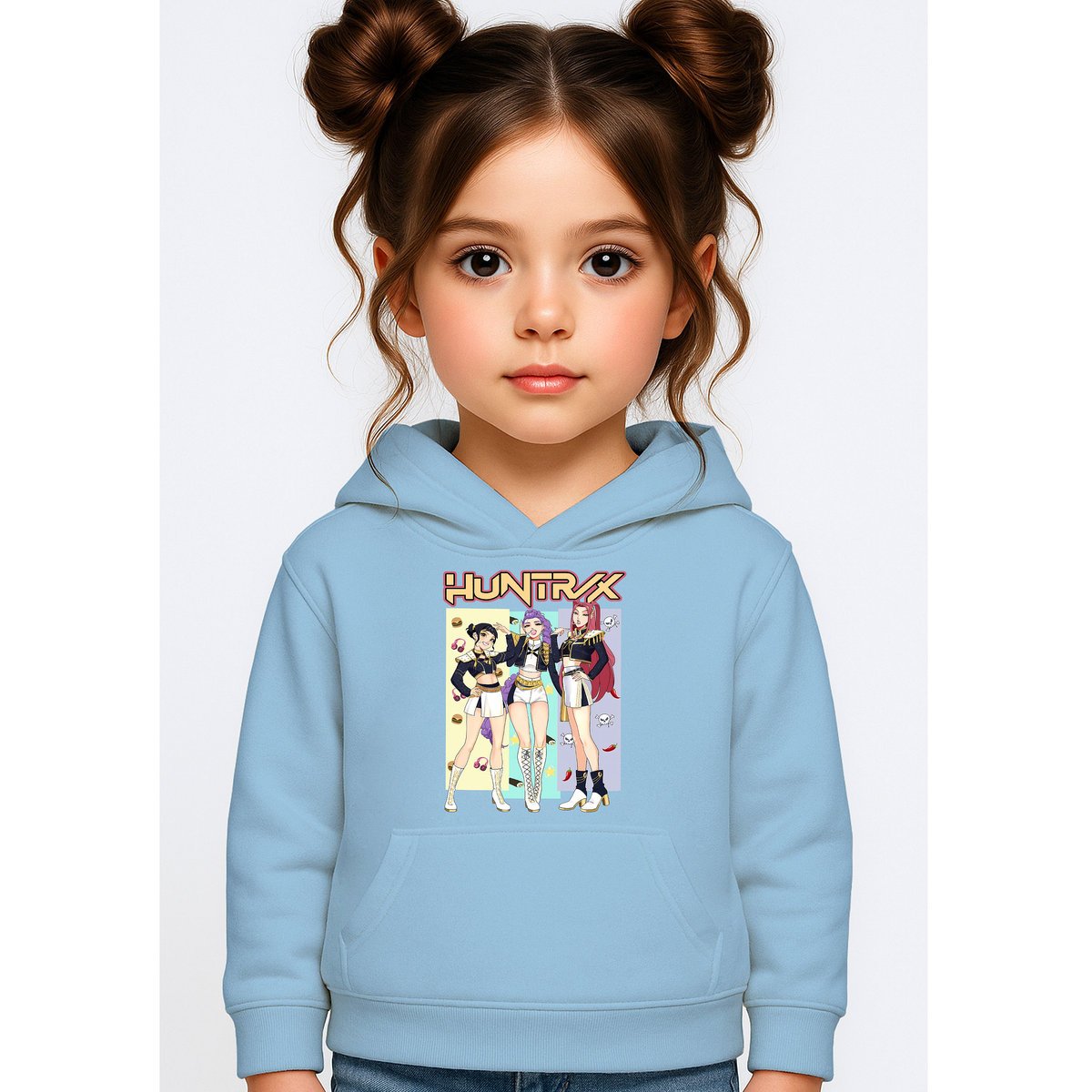 BLUZA DZIECIĘCA KPOP DEMON HUNTERS HUNTRIX 122-128 Z KAPTUREM BAWEŁNIANA