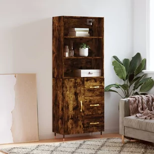 vidaXL Witrynka przydymiony dąb 69,5x34x180 cm materiał drewnopochodny - Witryny - miniaturka - grafika 1