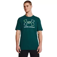 Koszulki sportowe męskie - Męski t-shirt z nadrukiem Under Armour UA Foundation Short Sleeve - zielony - UNDER ARMOUR - miniaturka - grafika 1