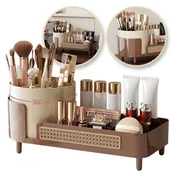 Akcesoria podróżnicze - Organizer na Pędzle OBROTOWY 360° Plecionka Wiedeńska BOHO Brązowy - miniaturka - grafika 1