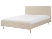 Łóżka - Beliani Łóżko beżowe - 180x200 cm - łóżko tapicerowane - RENNES - miniaturka - grafika 1