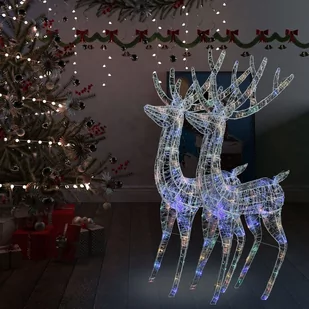 vidaXL Renifery z akrylu XXL, 2 szt., 250 kolorowych LED, 180 cm - Oświetlenie świąteczne - miniaturka - grafika 1