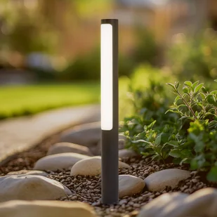 Lucande Słupek oświetleniowy LED Tuberia, ciemnoszary, aluminium, wysokość 80 cm - Lampy ogrodowe - miniaturka - grafika 1
