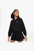 Bluzy dla dziewczynek - Bluza z kapturem i zamkiem na całej długości dla dużych dzieci (dziewcząt) Nike - Czerń - miniaturka - grafika 1