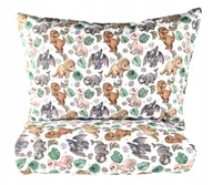 Pościel dla dzieci - Pościel dziecięca dinozaury beżowe brązowe 160x200 biała miękka bawełniana - miniaturka - grafika 1