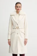 Płaszcze damskie - Guess płaszcz z domieszką wełny NEW PATRICE kolor beżowy W5BL25 W2672 - miniaturka - grafika 1