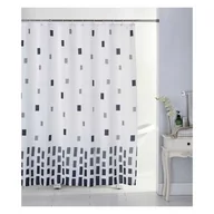 Zasłony prysznicowe - Zasłonka poliester 180 x 180 cm biało-czarna - miniaturka - grafika 1