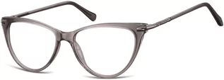 Okulary korekcyjne, oprawki, szkła - Sunoptic Okulary zerówki korekcyjne Kocie Oczy damskie AC1E szare transparentne - grafika 1