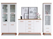 Inne meble do salonu - Meble Do Salonu Jadalni Komoda Bjorg 2 Białe Witryna Szeroka I Wąska Szkło - miniaturka - grafika 1