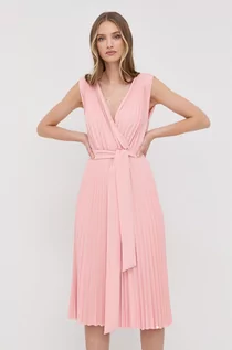 Sukienki - Nissa Nissa sukienka kolor różowy midi rozkloszowana - grafika 1