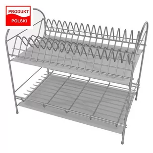 Altom Suszarka do naczyń 2-Poziomowa 40 cm srebrna z tacką - Suszarki do naczyń - miniaturka - grafika 1