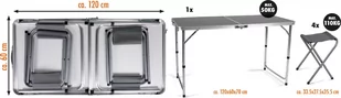 Stół stolik turystyczny składany + 4 krzesła CAMP ACTIVE 120x60 - Stoły ogrodowe - miniaturka - grafika 4