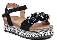 Sandały damskie - Sandały damskie na platformie czarne z ozdobą S.Barski HY056 -39 - miniaturka - grafika 1