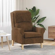 Fotele - vidaXL Nowoczesny fotel Brązowy Tkanina, Drewno Standardowy Ergonomiczny - miniaturka - grafika 1
