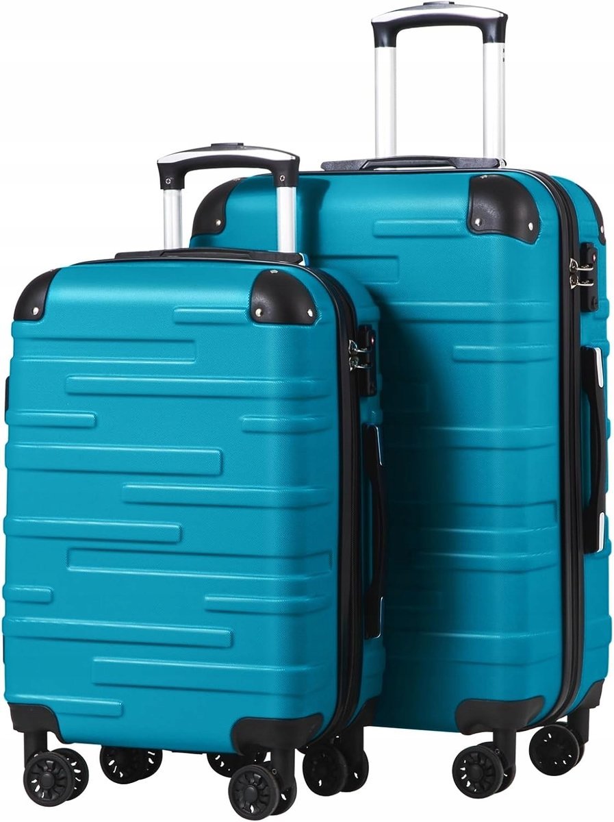 MEGA ZESTAW WALIZEK 2W1 BAGAŻ PODRĘCZNY WALIZKA KABINOWA Z ZAMKIEM TSA ABS