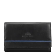 Portfele - Portfel damski ze skóry z kontrastową wstawką czarny - miniaturka - grafika 1