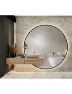 Lustra - Okrągłe lustro led na wymiar z wycięciem na szafkę w ramie mdf - ORFEUSZ LED, Dostępne wymiary: Średnica 200cm - miniaturka - grafika 1