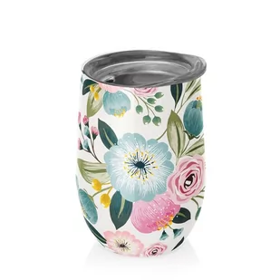 Lumarko Kubek Ze Stali Nierdzewnej Z Pokrywką Pastel Flowers 420 ML - Kubki - miniaturka - grafika 1