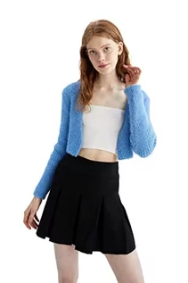 Swetry damskie - DeFacto Kardigan normalny krój dla kobiet kardigan na topy damski (niebieski, S - M), niebieski, S-M - grafika 1