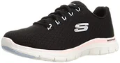 Trampki damskie - Skechers Damskie trampki Flex Appeal 4.0 Coated Fidelity, Czarne siateczkowe różowe wykończenie, 41 EU - miniaturka - grafika 1