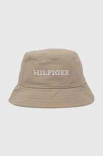 Czapki męskie - Tommy Hilfiger kapelusz bawełniany kolor beżowy bawełniany - grafika 1