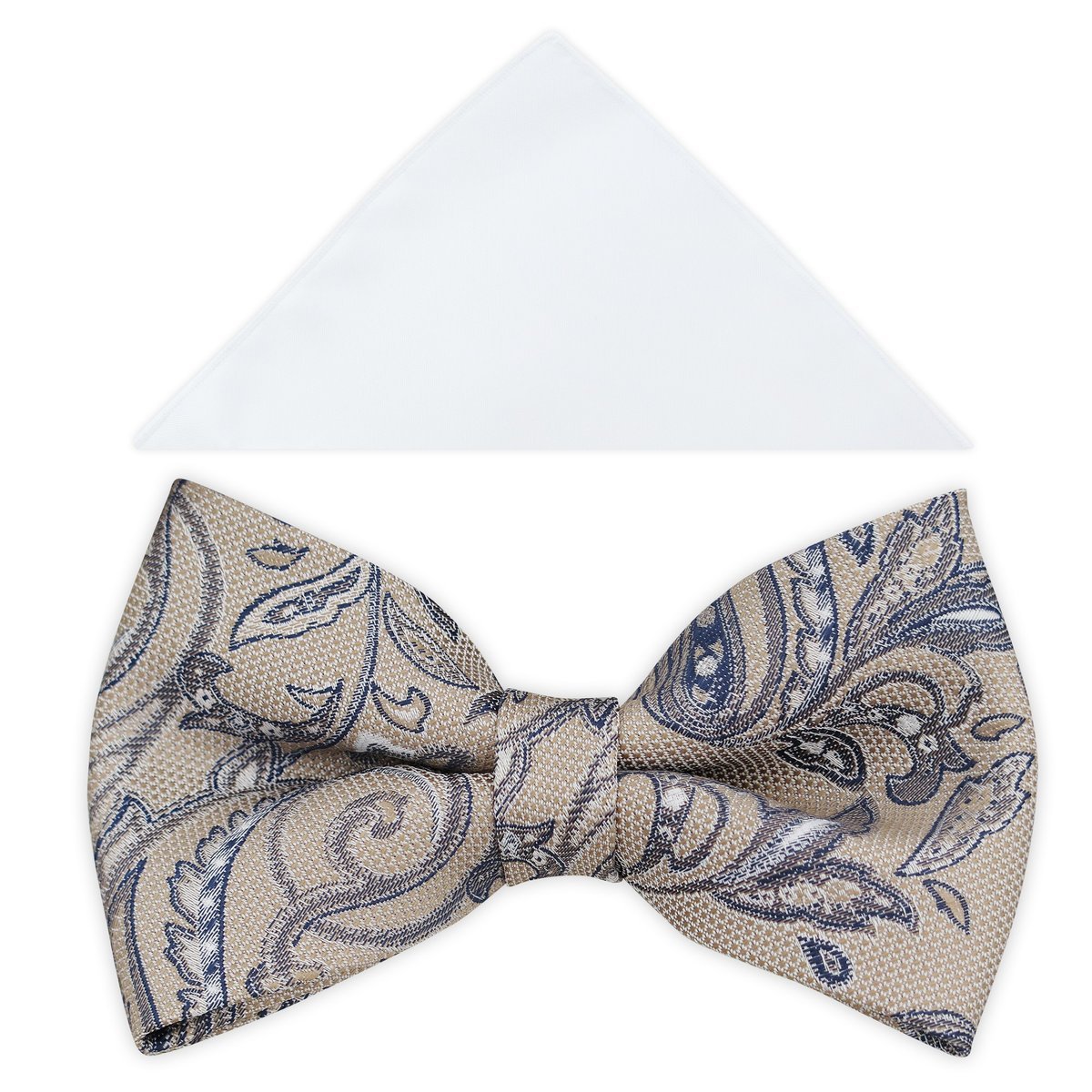 Beżowo-niebieska mucha we wzór - A418