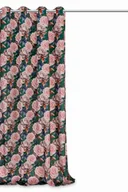 Zasłony - Zasłona gotowa na przelotkach Rose Dark 140x250 welurowa zielona róże - miniaturka - grafika 1