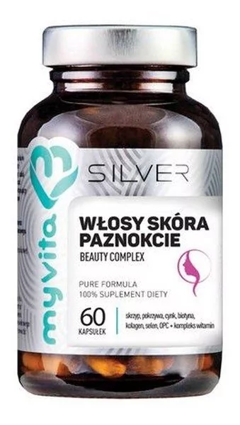 MyVita SILVER 100% Włosy, skóra, paznokcie - Beauty Complex 60kaps. 21PRJWLOS1