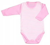 Body dla niemowląt - Body długi rękaw PASKI RÓŻ r 86 KLEKLE - miniaturka - grafika 1