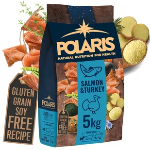 Naturalna karma sucha z łososiem i indykiem dla dorosłych psów małych ras Polaris 5 kg - Sucha karma dla psów - miniaturka - grafika 1