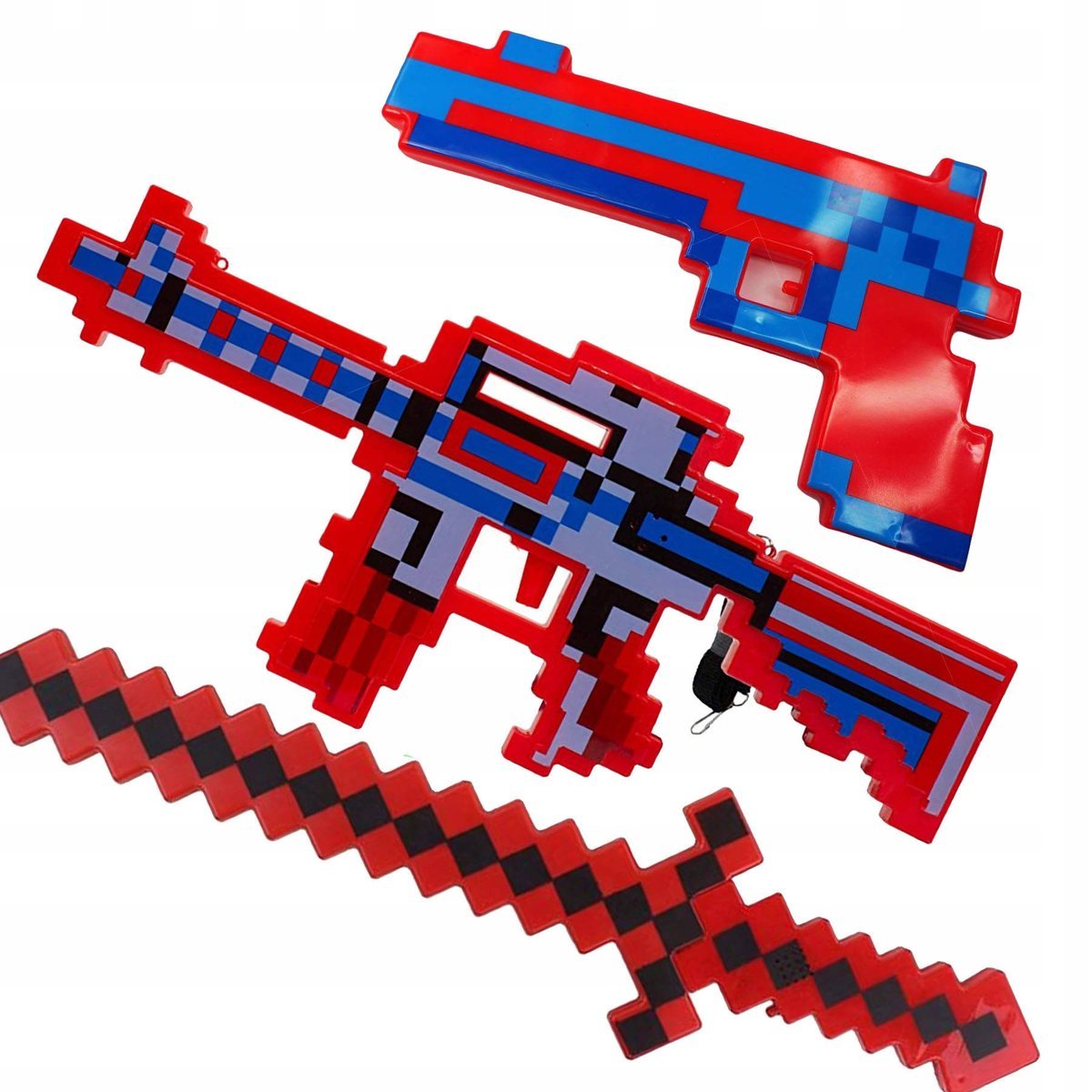 MINECRAFT KARABIN MIECZ ŚWIETLNY PISTOLET DŹWIĘK ŚWIECI LED BROŃ Z GRY