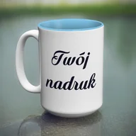 Kubki - Duży kubek XXL z błękitnym wnętrzem z Twoim nadrukiem - miniaturka - grafika 1