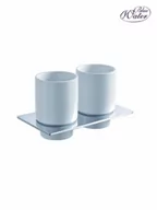 Kubki na szczoteczki do zębów - Blue Water HUG-016 materiał mosiądz wykończenie chrom białe szklanki wykonane z porcelany Przestrzeń łazienki to miejsce gdzie zaczynamy i kończymy dzień Up - miniaturka - grafika 1