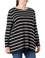 Koszulki i topy damskie - Samoon T-shirt damski, Czarny/offwhite Ringel, 42 PL - miniaturka - grafika 1