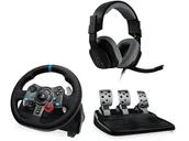 Kontrolery gier na PC - Kierownica LOGITECH G29 do konsoli PS5/PS4 + Headset A10 - miniaturka - grafika 1
