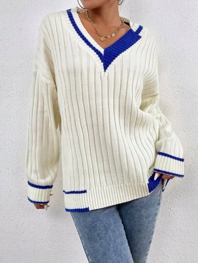 SHEIN SWETER Z DŁUGIM RĘKAWEM KREMOWY 38 1V3W