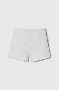 Guess szorty jeansowe dziecięce kolor biały gładkie regulowana talia - Spodnie i spodenki dla dziewczynek - miniaturka - grafika 1