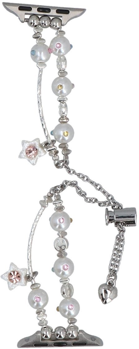 GlacierX bransoleta do smartwatcha Slider Clasp Double Chain Cosmic Bracelet Silver Prism do Apple Watch 38/40/41mm Srebrno-biała