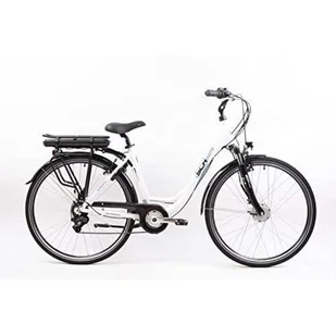 Rower elektryczny miejski, E-Moving 28”, biały, aluminium, zawieszenie - Rowery elektryczne - miniaturka - grafika 1