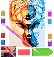 Zabawki kreatywne - Haft diamentowy ZAMYŚLONY JELEŃ 30x40 OBRAZ duży zabawki kreatywne plastyczne - miniaturka - grafika 1