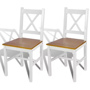 vidaXL 2 krzesła do jadalni z drewna, kolor biały-naturalny - Krzesła - miniaturka - grafika 1