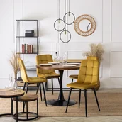 Krzesła - 4 Krzesła Tapicerowane PERU Musztardowe - miniaturka - grafika 1