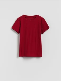Reserved - Bawełniana bluzka w prążki - intenstywna czerwień - Koszulki dla dziewczynek - miniaturka - grafika 1