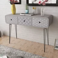 Konsole i sekretarzyki - vidaXL Szara szafka boczna/konsola z 3 szufladami - miniaturka - grafika 1