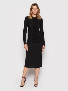 Sukienki - Karl Lagerfeld LAGERFELD Sukienka codzienna Ruched 220W1352 Czarny Slim Fit - grafika 1