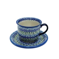 Filiżanki - Ceramiczna filiżanka ze spodkiem Ceramika Bolesławiec - miniaturka - grafika 1